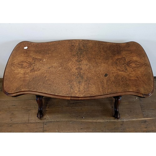 934 - A 19th century walnut serpentine sided table, 122 cm wide