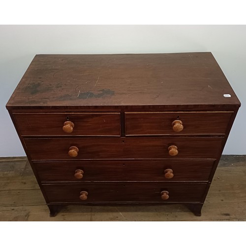 936 - A Victorian mahogany chest, having two short and three long drawers, 109 cm wide