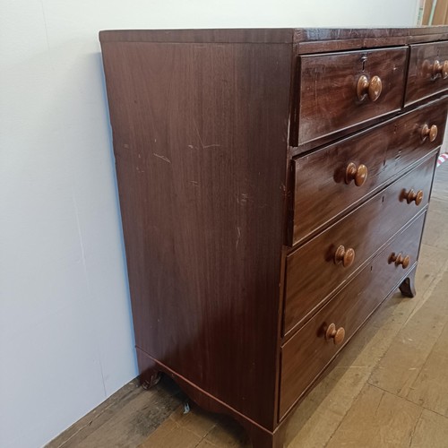 936 - A Victorian mahogany chest, having two short and three long drawers, 109 cm wide