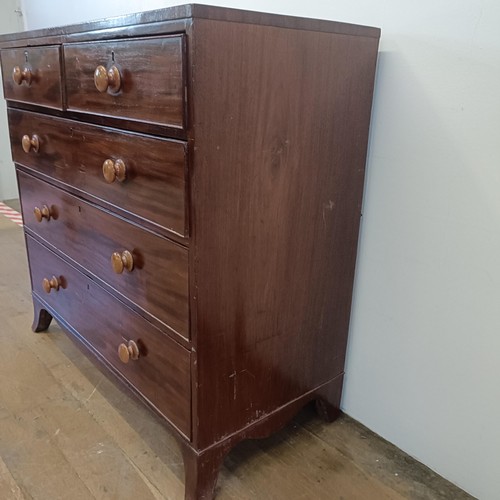 936 - A Victorian mahogany chest, having two short and three long drawers, 109 cm wide