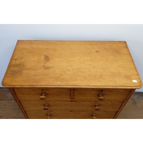 931 - A Victorian satin birch chest, having two short and three long drawers, stamped Edwards & Robert... 