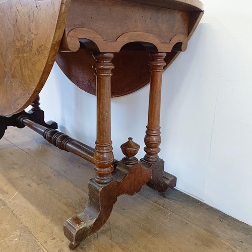 944 - A 19th century burr elm drop leaf table, 122 cm wide