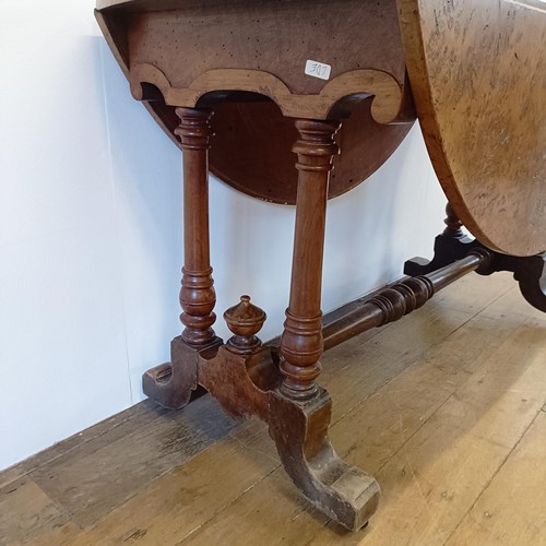 944 - A 19th century burr elm drop leaf table, 122 cm wide