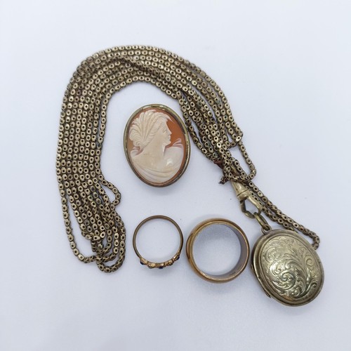 758 - An oval cameo brooch, decorated a portrait, and assorted other jewellery