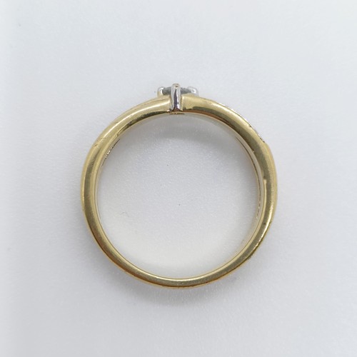 762 - A yellow metal and diamond ring, ring size O, 3.9g all in