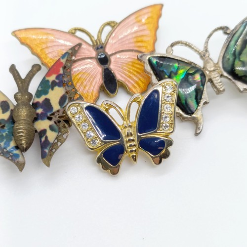 771 - A gilt metal and enamel butterfly brooch, and three other butterfly brooches (4)