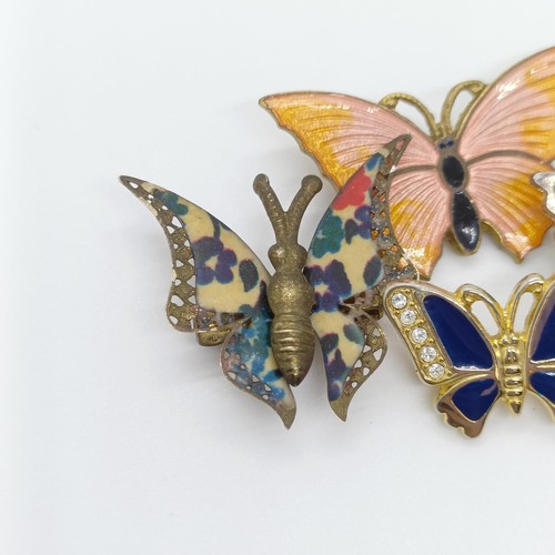 771 - A gilt metal and enamel butterfly brooch, and three other butterfly brooches (4)