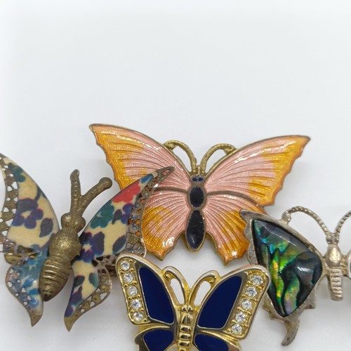 771 - A gilt metal and enamel butterfly brooch, and three other butterfly brooches (4)