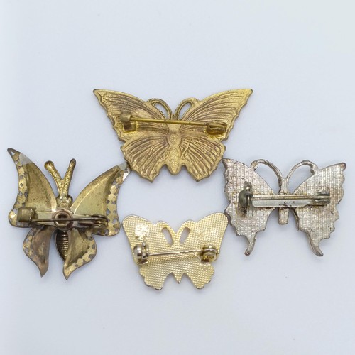 771 - A gilt metal and enamel butterfly brooch, and three other butterfly brooches (4)