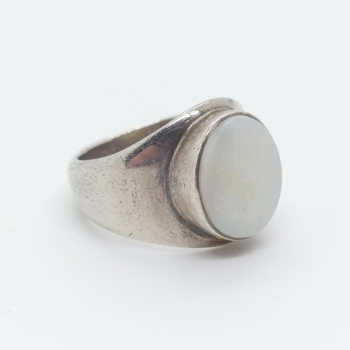 781 - A silver and opal ring, ring size N