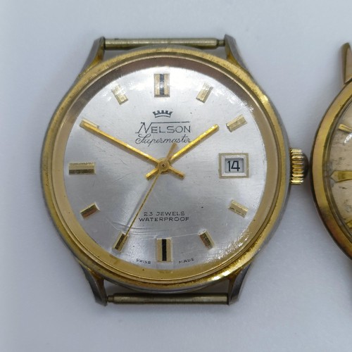 786 - A gentleman's Nelson wristwatch, lacking strap, and another (2)