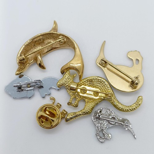 796 - A gilt metal brooch, in the form of a goose, and five other animal form brooches (6)