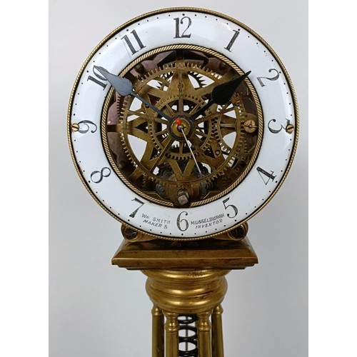 885 - An architectural coil spring skeleton clock, by William Smith of Musselburgh, fitted a single fusee ... 