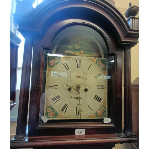 896 - A longcase clock, the painted dial signed H Ticehurst, Rye, fitted an eight day movement, striking o... 