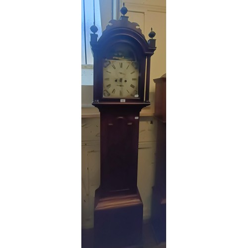 896 - A longcase clock, the painted dial signed H Ticehurst, Rye, fitted an eight day movement, striking o... 