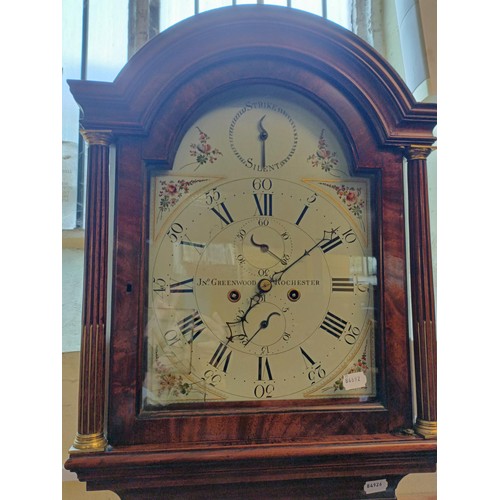 900 - A longcase clock, with a painted dial, with a subsidiary date and seconds dial, signed Jn Greenwood ... 