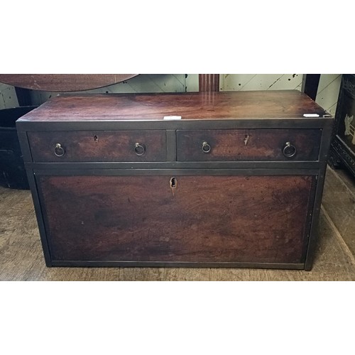 925 - ***Regretfully withdrawn*** A mahogany table top secretaire, having two drawers above a fall front t... 