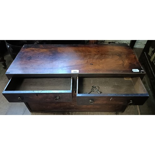 925 - ***Regretfully withdrawn*** A mahogany table top secretaire, having two drawers above a fall front t... 