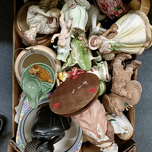 622 - A figure of a fairy, 27 cm high, other ceramics and items (4 boxes)