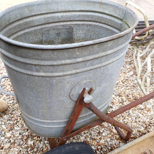 1072 - A galvanized water tank and trolley