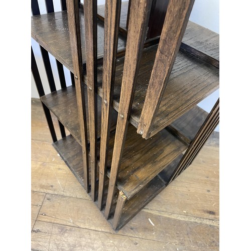 980 - An oak revolving bookcase, 50 cm wide