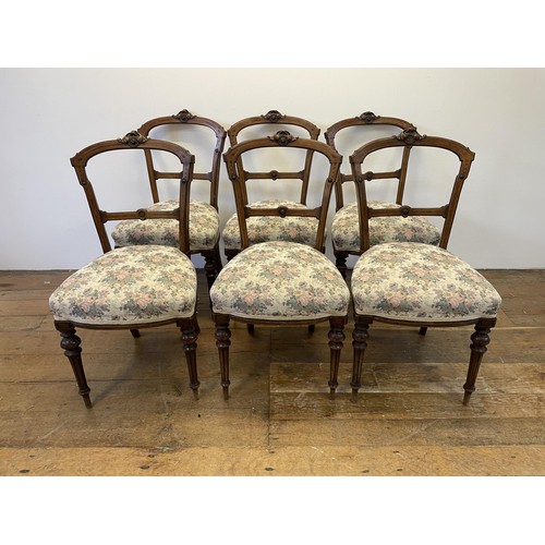 954 - A set of six walnut dining chairs (6)