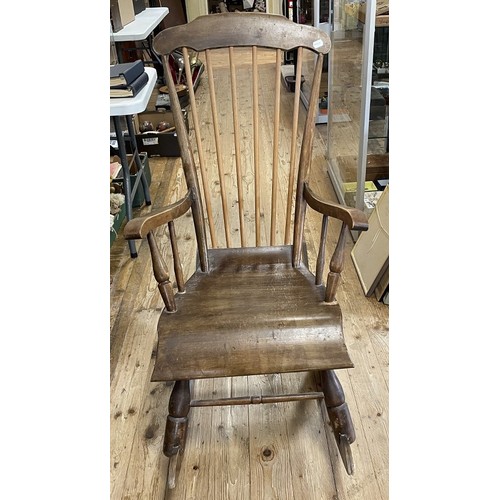 964 - An oak coffer, 120 cm wide, and a rocking chair (2)