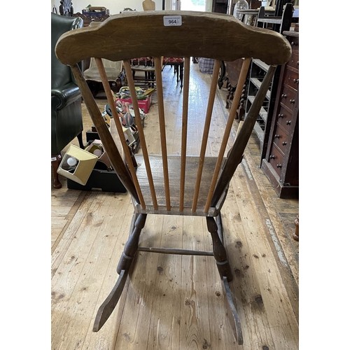 964 - An oak coffer, 120 cm wide, and a rocking chair (2)