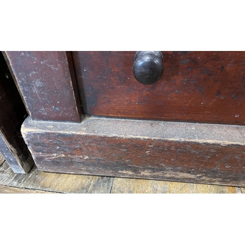 970 - A late 19th century mahogany Wellington chest, 102 x 49 cm, in need of restoration, and a corner wha... 