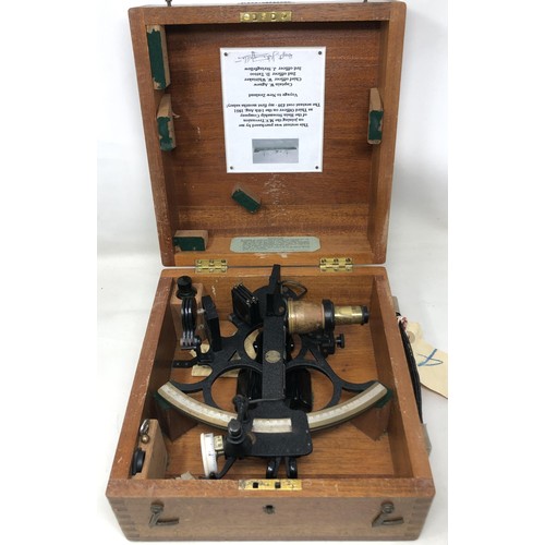 857 - A sextant, with a plaque 'This Sextant was purchased by me on joining the MV Trevanion of the Hain S... 