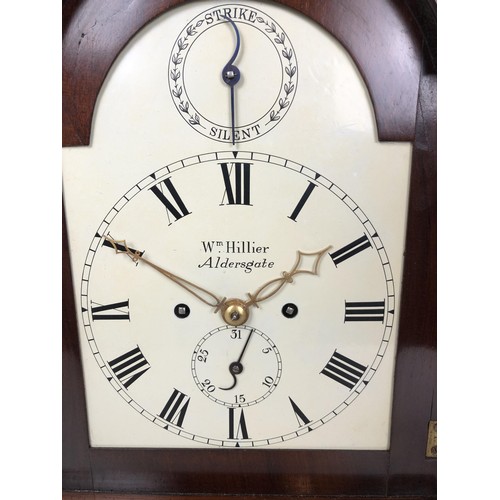 903 - A bracket clock, with a painted dial, signed Wm Hillier Aldersgate, with a subsidiary seconds dial, ... 