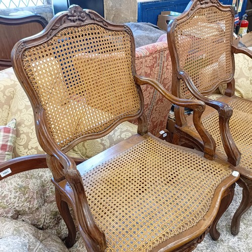 1066 - A pair of French walnut framed bergere armchairs (2)