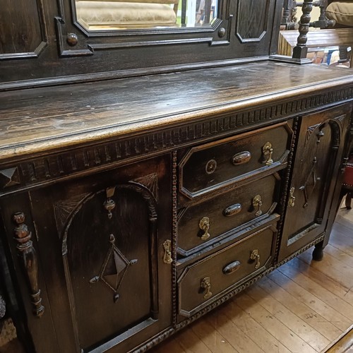 1060 - A late Victorian bamboo bookcase, and a sideboard (2)