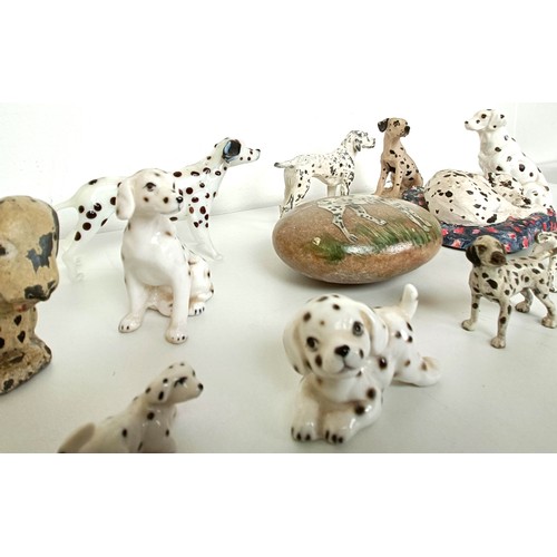 674 - A Continental figure of a Dalmatian, 16 cm high, and assorted other Dalmatians (2 boxes)