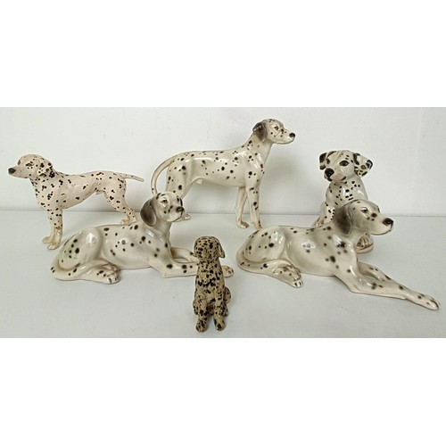 674 - A Continental figure of a Dalmatian, 16 cm high, and assorted other Dalmatians (2 boxes)