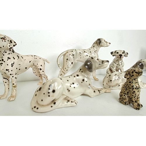 674 - A Continental figure of a Dalmatian, 16 cm high, and assorted other Dalmatians (2 boxes)