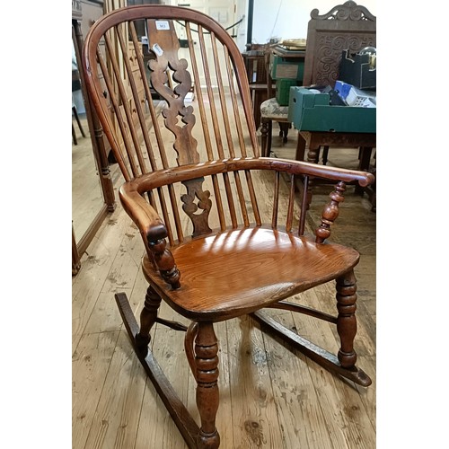 963 - A yew wood Windsor chair, converted to a rocking chair Provenance: Sold on behalf of Tenovus Cancer ... 