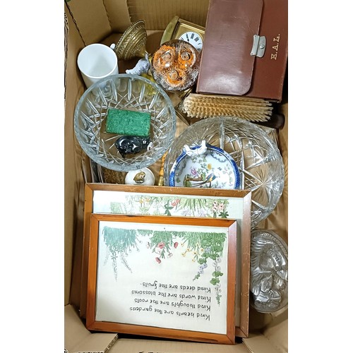 689 - A silver backed mirror, assorted ceramics and other items (qty)