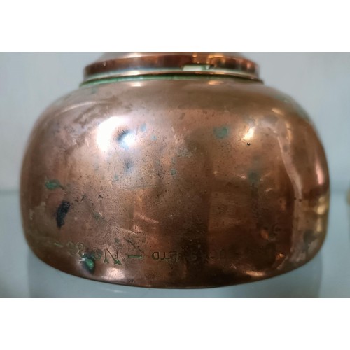 8 - A Shell Mex Quart copper and brass measure, of conical form, numbered 125, 19.5 cm high and an assoc... 