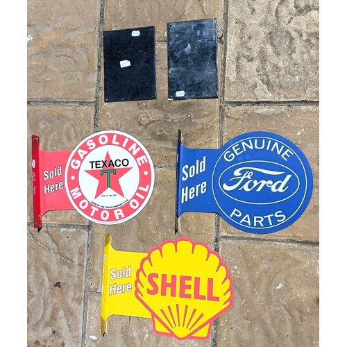 17 - A Texaco reproduction sign, 34 x 45 cm, and four others (5)