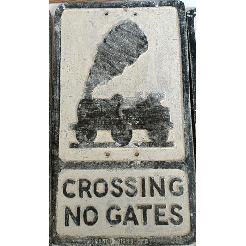 48 - A Franco Signs cast aluminium sign, Crossing No Gates, 30 cm wide Provenance: From the estate of the... 