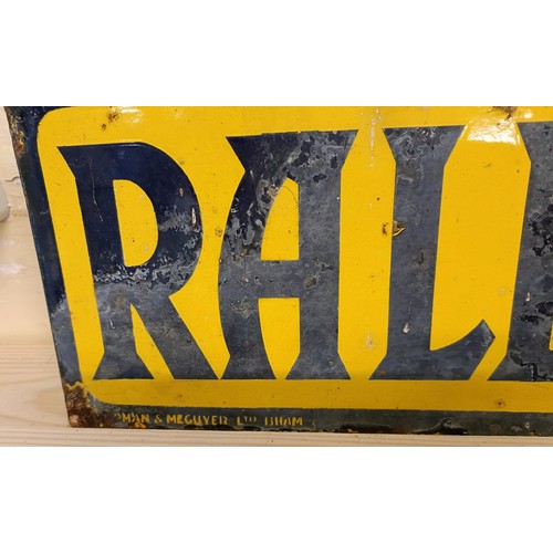 97 - A double sided enamel sign, Raleigh, 39.5 cm wide Provenance: From the estate of the late Nick Baldw... 