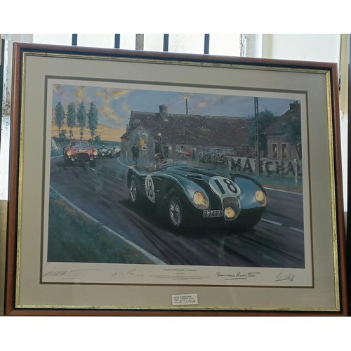 99 - A Nicholas Watts signed print, Jaguar at the White House - Le Mans 1953, signed by Nicolas Watts, Du... 