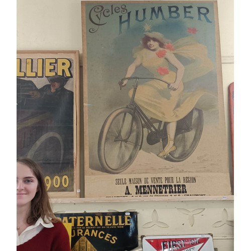 104 - A large advertising poster, for Humber Cycles, after Albert Houbrac, 167 x 100.5 cm, unframed