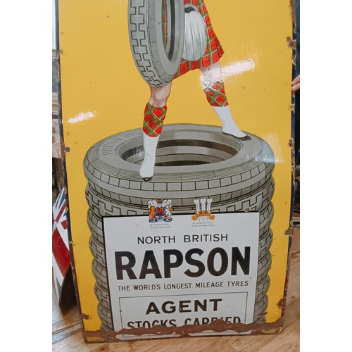 16 - A large enamel sign, North British Rapson The World's Longest Mileage Tyres Agent Stocks Carried, 18... 