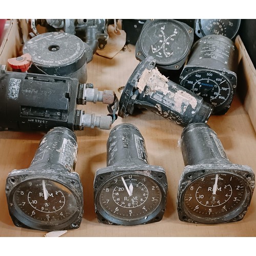 38 - Assorted aviation gauges, including fuel and RPM (box)