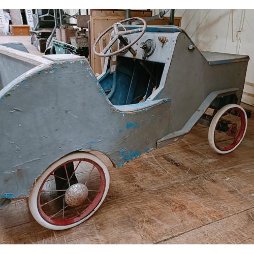 125 - A shed built child's go-cart, painted grey