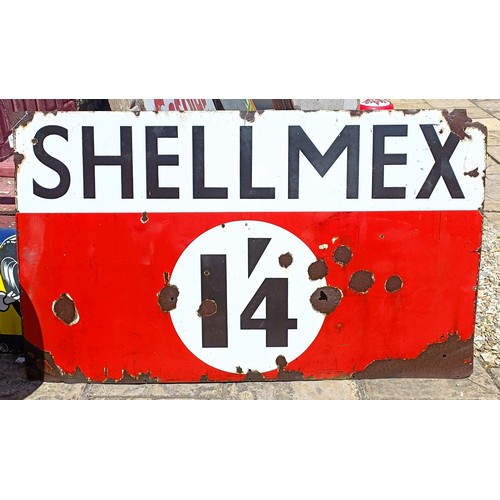 305 - A large Shellmex 1'4 enamel sign, 91 x 153 cm