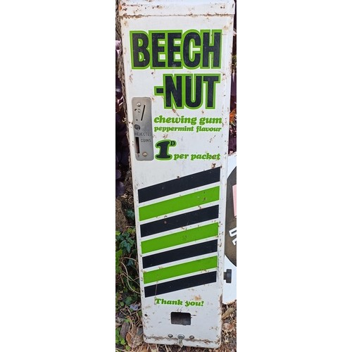 321 - A BP sign, 76 x 76 cm, three other signs and a Beech Nut chewing gum dispenser (5)