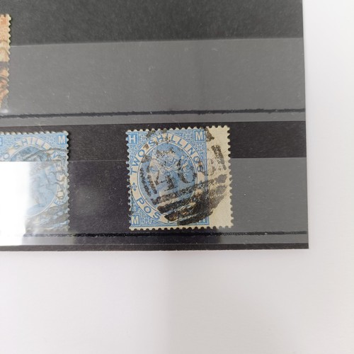 766 - A QVR brown 2/- stamp, and four QVR blue shades 2/- stamps, cat. approx. £4,500 (minimum)